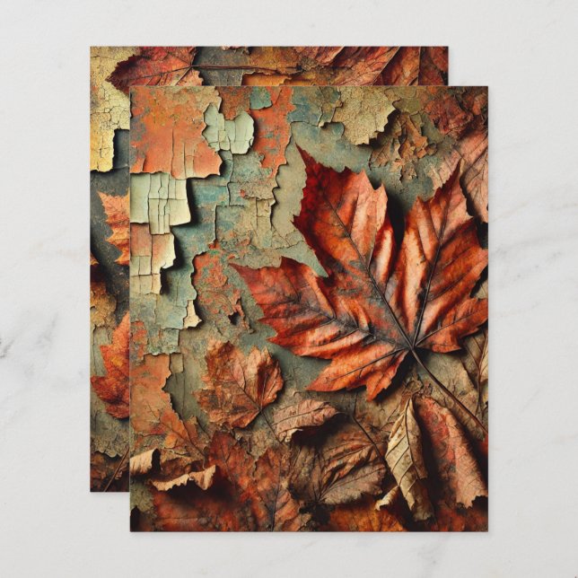 Grungy Autumnal Peeling Paint Scrapbook Paper (Front/Back)