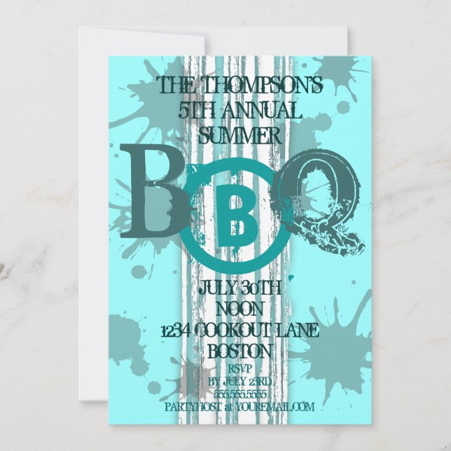 Grungy BBQ Modern Invitation (Front)