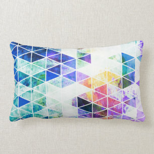 Grungy Bright Triangle Pattern Lumbar Cushion