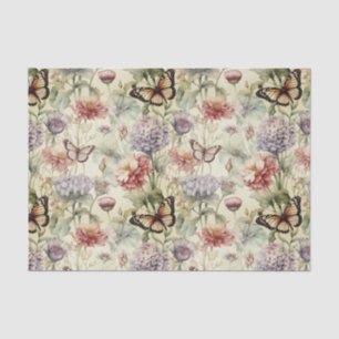 Grungy Butterflies and Flowers Decoupage Paper