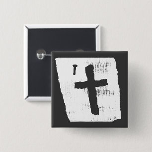Grungy Christian Cross 15 Cm Square Badge
