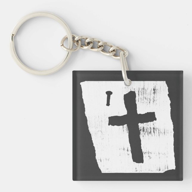 Grungy Christian Cross Key Ring (Front)