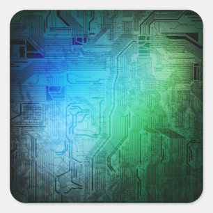 grungy circuit square sticker