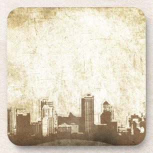 Grungy city background coaster