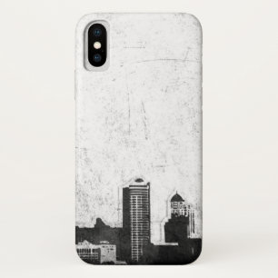 Grungy city background in black and white iPhone x case