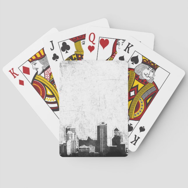 Grungy city background in black and white playing cards (Back)