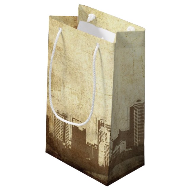Grungy city background small gift bag (Back Angled)