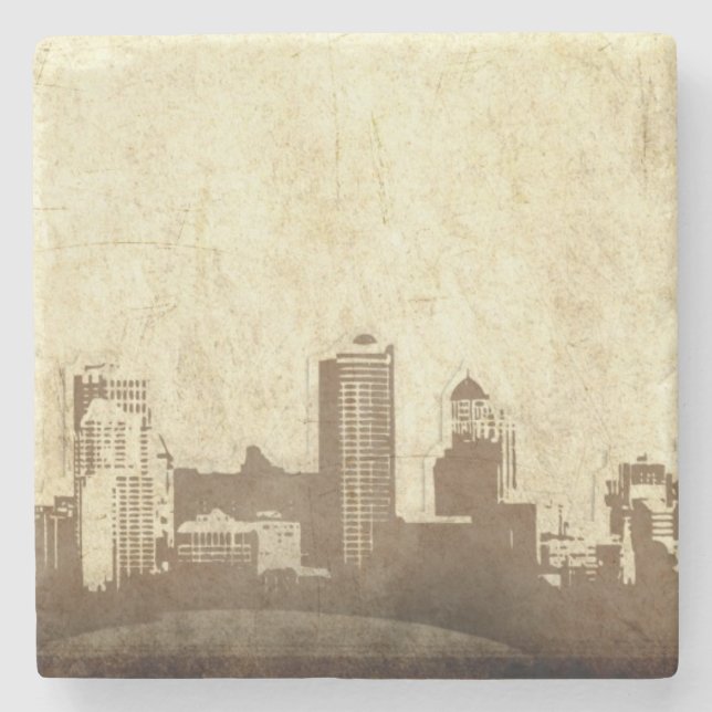 Grungy city background stone coaster (Front)
