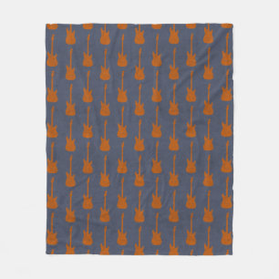 Grungy Classic Electric Guitar Polkadot blueorange Fleece Blanket