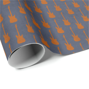 Grungy Classic Electric Guitar Polkadot blueorange Wrapping Paper
