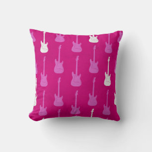 Grungy Classic Electric Guitar Polkadot pink white Cushion