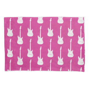 Grungy Classic Electric Guitar Polkadot pink white Pillowcase