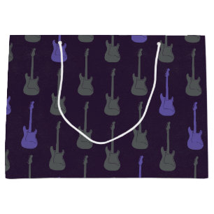Grungy Classic Electric Guitar Polkadot purplegrey Large Gift Bag
