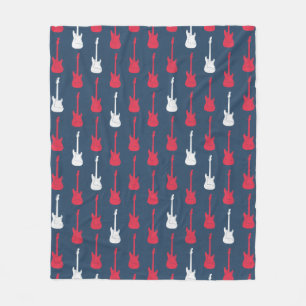 Grungy Classic Electric Guitar Polkadot red blue Fleece Blanket