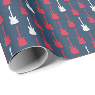Grungy Classic Electric Guitar Polkadot red blue Wrapping Paper