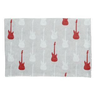 Grungy Classic Electric Guitar Polkadot white red Pillowcase