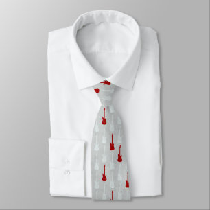 Grungy Classic Electric Guitar Polkadot white red Tie