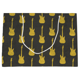 Grungy Classic Electric Guitar Polkadot yellow Large Gift Bag