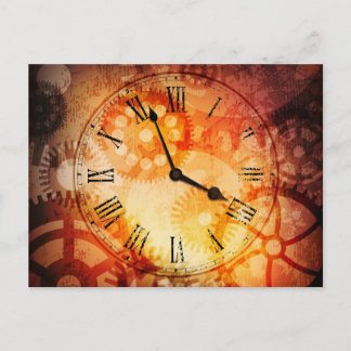 grungy clock postcard