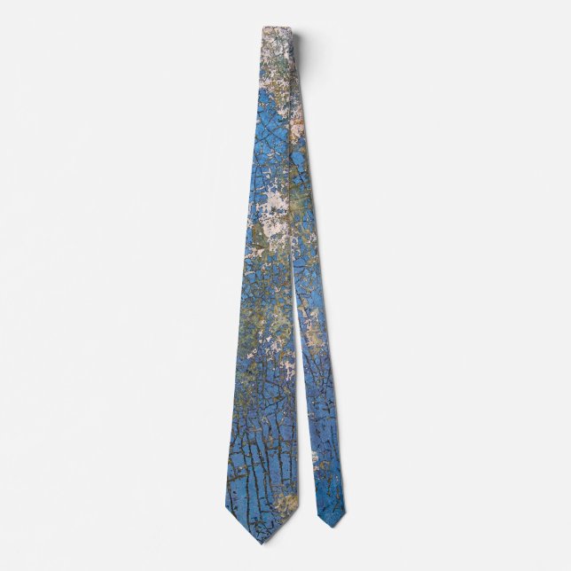 grungy cracked blue paint texture tie (Front)