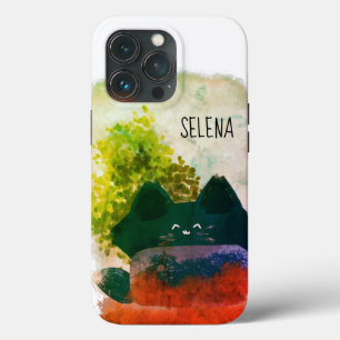 Grungy Cute Cartoon Hidden Fluffy Cat iPhone 13 Pro Case
