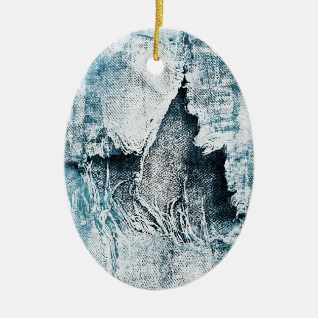 grungy denim ceramic tree decoration (Front)