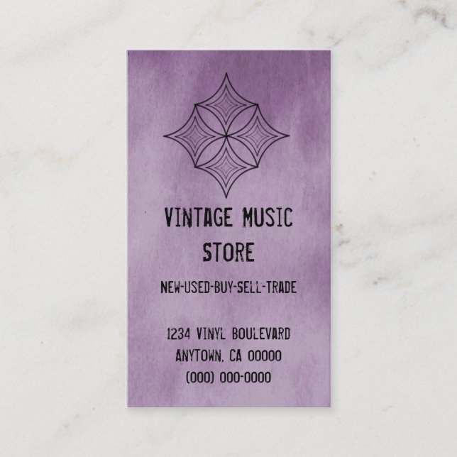 Grungy Diamond Business Card, Lilac Card (Front)