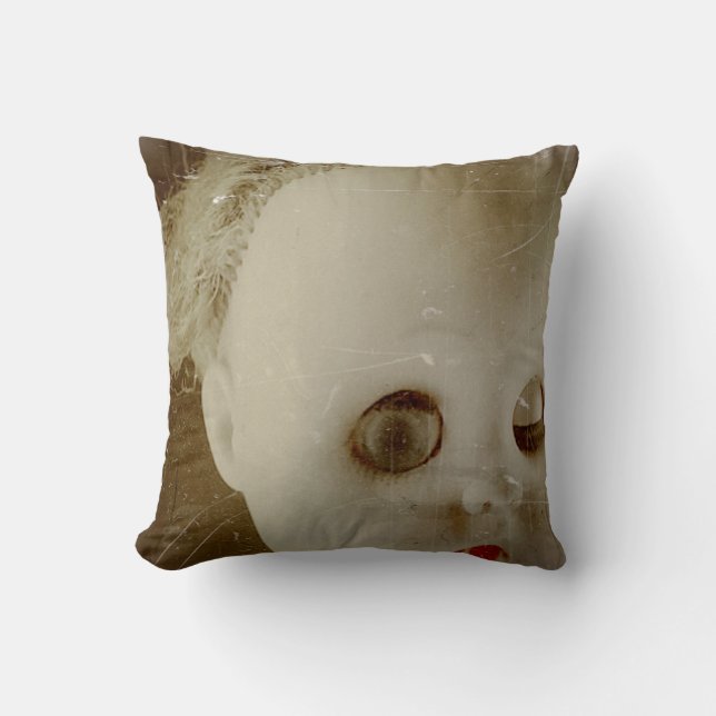 Grungy Doll Face  Cushion (Front)