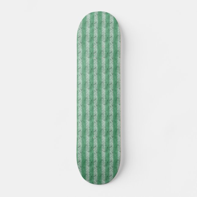 Grungy Fat Green Stripes Skateboard (Front)