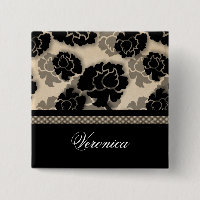 Grungy Floral Decadence Button, Ivory Beige