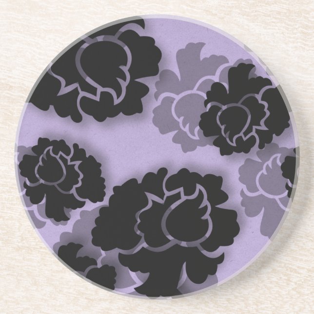 Grungy Floral Decadence Coaster, Lilac Coaster (Front)