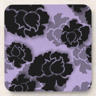 Grungy Floral Decadence Coaster Set, Lilac