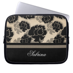 Grungy Floral Decadence Electronics Bag, Ivory Laptop Sleeve