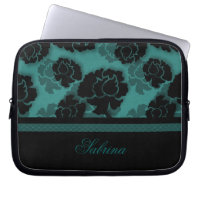 Grungy Floral Decadence Electronics Bag, Teal