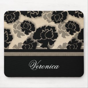 Grungy Floral Decadence Mousepad, Ivory Beige Mouse Pad