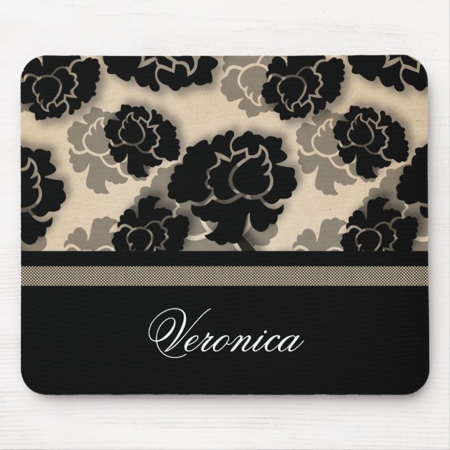 Grungy Floral Decadence Mousepad, Ivory Beige Mouse Pad (Front)