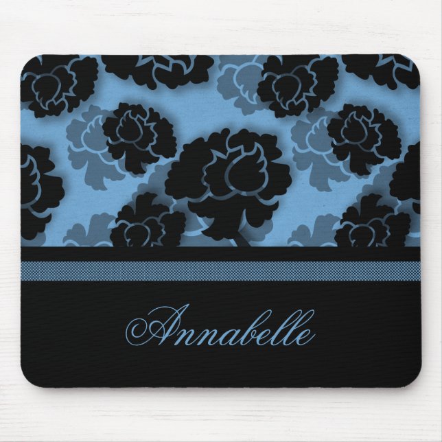 Grungy Floral Decadence Mousepad, Light Blue Mouse Pad (Front)