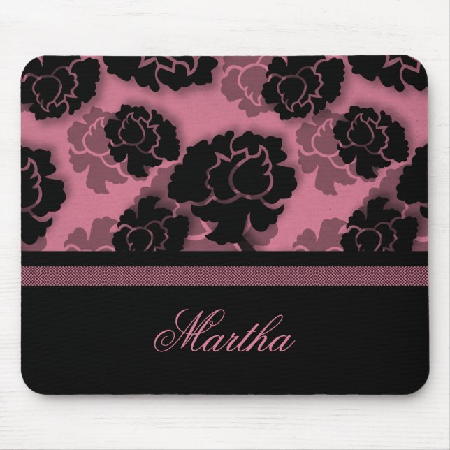 Grungy Floral Decadence Mousepad, Pink Mouse Pad (Front)