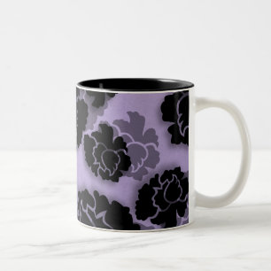 Grungy Floral Decadence Mug, Lavender Two-Tone Coffee Mug