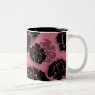 Grungy Floral Decadence Mug, Pink Two-Tone Coffee Mug