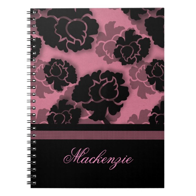 Grungy Floral Decadence Notebook, Pink Notebook (Front)