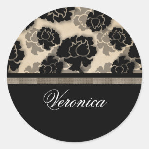 Grungy Floral Decadence Stickers, Ivory Beige Classic Round Sticker