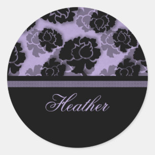 Grungy Floral Decadence Stickers, Lavender Classic Round Sticker