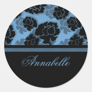 Grungy Floral Decadence Stickers, Light Blue Classic Round Sticker