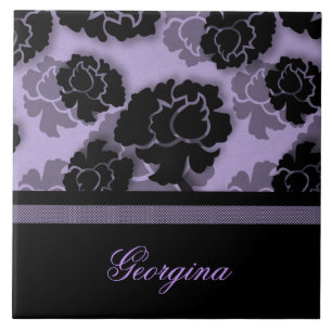 Grungy Floral Decadence Tile, Lilac Ceramic Tile