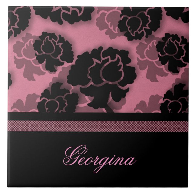 Grungy Floral Decadence Tile, Pink Tile (Front)