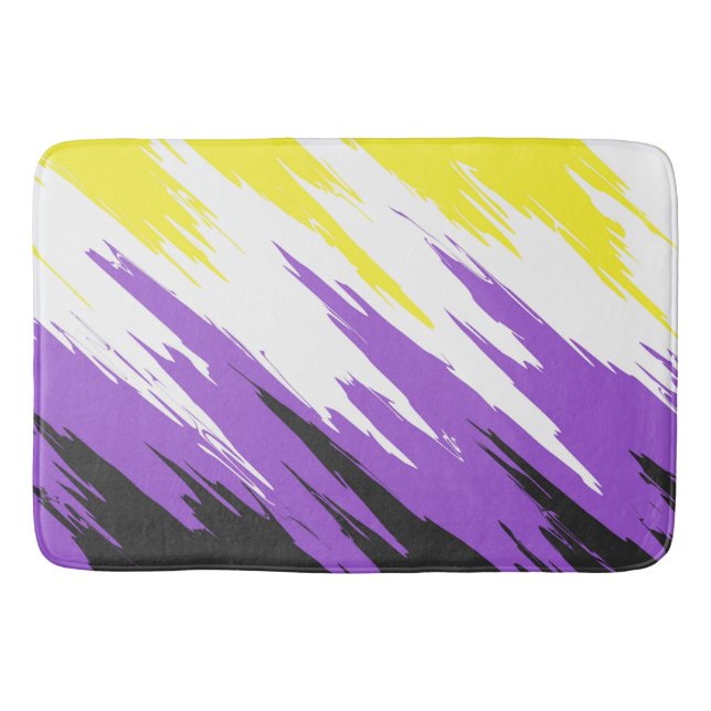 Grungy Funky ZigZag Abstract Nonbinary Pride Flag Bath Mat (Front)
