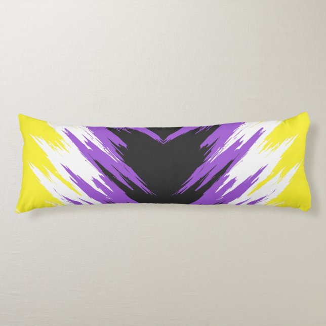 Grungy Funky ZigZag Abstract Nonbinary Pride Flag Body Cushion (Front)