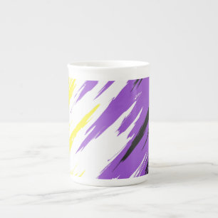 Grungy Funky ZigZag Abstract Nonbinary Pride Flag Bone China Mug