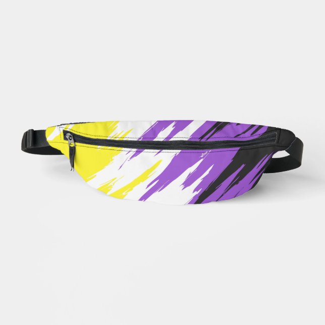 Grungy Funky ZigZag Abstract Nonbinary Pride Flag Bum Bags (Front)